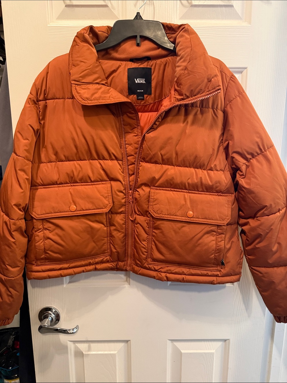 Vans Women's Rust Orange Cropped Puffer Coat